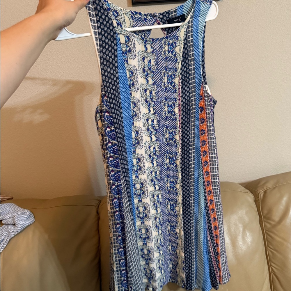 Very J Blue Geometric Tank Top dress